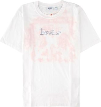 Off-white White Tie-Dye Graphic Printed Cotton T-Shirt