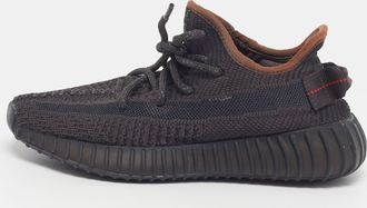 adidas Boost 350 V2 Black Non-Reflective Size 36 Black Knit Fabric Lace Up Sneakers