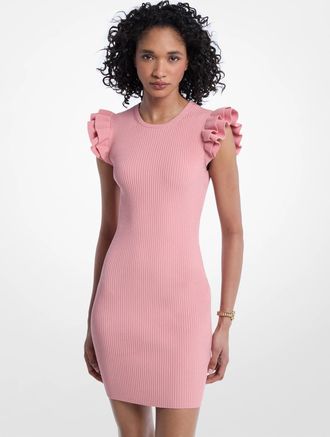 Michael Kors Ruffled Stretch Viscose Mini Dress