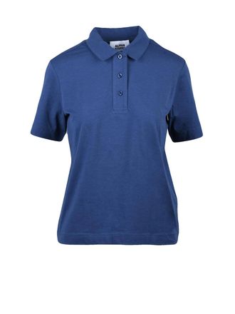 Alpha Studio Blue Cotton Elastane Stretch Polo Shirt
