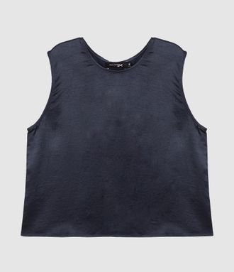Jeanne Vouland Top Pima Satin Bleu