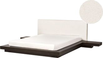 Beliani Beliani - Letto Stile Giapponese Moderno Ue King Size 160 X 200 Cm Comodini Laterali Testiera Boucle Legno Scuro Zen