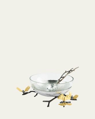 Michael Aram Butterfly Ginkgo Glass Nut Dish with Spoon
