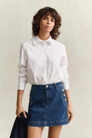 GANT Women Frilly Cotton Shirt (44) WHITE