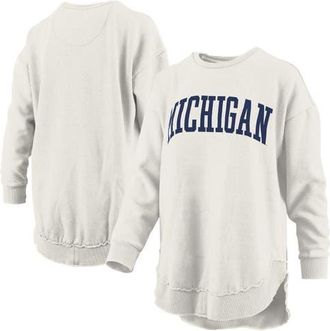 Pressbox Womens Pressbox Oatmeal Michigan Wolverines Melange Poncho Vintage Fleece Long Sleeve Pullover Sweatshirt at Nordstrom, Size Medium