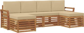 vidaXL Conjunto De Sof&aacute;s De Exterior 6 Uds. Natural Y Beige Vidaxl
