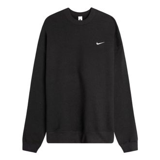 Nike Solo Swoosh Fleece Solid Color Logo Embroidered Long Sleeves Unisex Black CV0554-010