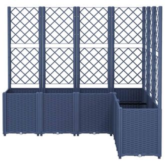 Berkfield Home Garden Planter with Trellis Blue Grey 160x120x140 cm PP in Dark Navy | Size: 160 x 120 x 140 cm