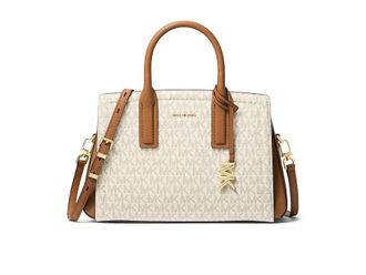 Michael Kors Laila Small Satchel Satchel Womens Handbags Vanilla/Acorn, Polyester/Twill