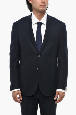 Corneliani Blazer Sfoderato in Lana Vergine con Tasche a Toppa Corneliani