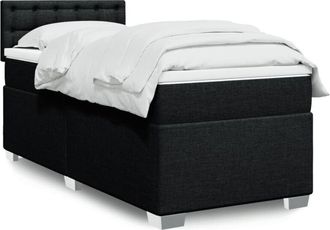 vidaXL Cama Box Spring Con Colch&oacute;n Tela Negro 100x200 Cm Vidaxl