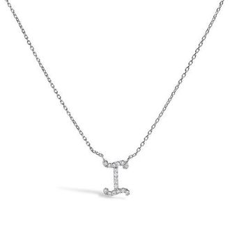House of Brilliance 10K Gold Diamond Accent A-Z Initial Script Style Pendant Necklace in White | I at Nordstrom
