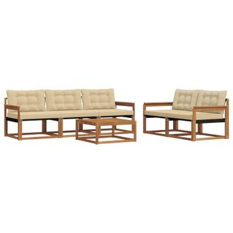 vidaXL Conjunto De Sof&aacute;s De Exterior Con Coj&iacute;n 6 Pcs Natural Y Beige Vidaxl