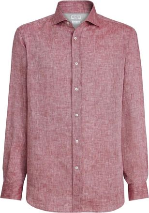 Brunello Cucinelli Linnen overhemd - Rood