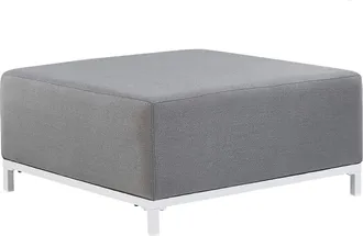 Beliani Otomana De Poli&eacute;ster Gris Blanco 83 X 83 Cm Reposapi&eacute;s Patas Metal Rovigo