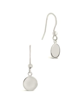 Sterling Forever Silver Fishhook Disc Earrings