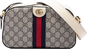 Gucci Pre-owned Gucci Small GG Supreme Textured Calfskin Web Ophidia Camera Bag Unisex QTRPIZQP3EL0C49L