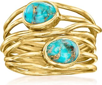Ross-Simons Turquoise Highway Ring in 18kt Gold Over Sterling