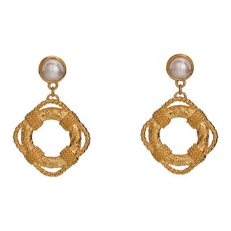 Moschino Oorbellen met hanger - Dames - Oorbellen - Geel - ONE Size - Accessoires