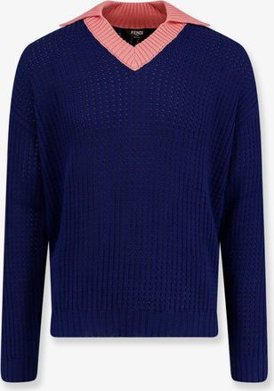 Fendi Maglia in cotone con colletto in contrasto - FENDI - gender_Man