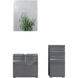 Vicco Conjunto De Muebles De Ba&ntilde;o Freddy, Antracita Alto Brillo, 3 Piezas