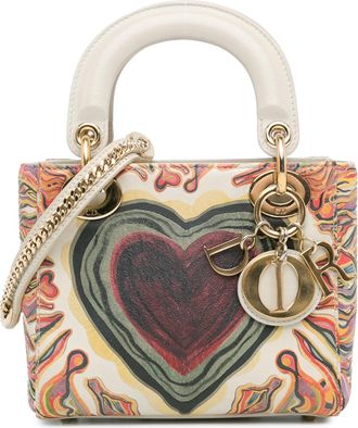 Dior Pre-owned Womens Lady Heart Print Handbag - White Leather - One Size