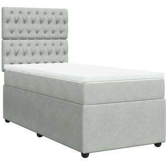 vidaXL Cama Box Spring Con Colch&oacute;n Terciopelo Gris Claro 80x200 Cm Vidaxl