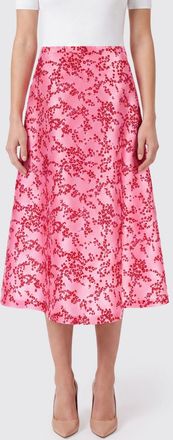 Alberta Ferretti Gonna midi a ruota in misto seta con stampa floreale e vita alta