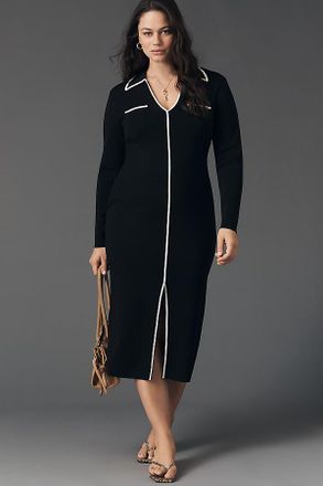 English Factory Knit Split-Hem Midi Dress