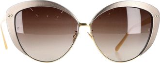 Linda Farrow 579 C5 Cat Eye Sunglasses in Gold Metal