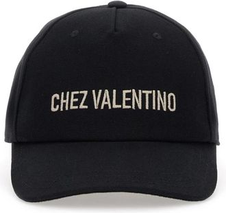 Valentino Garavani Chez Valentino Baseball Cap - unisex - Petten - Zwart - 59 CM - Katoen - Accessoires