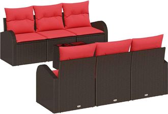 vidaXL Conjunto De Sof&aacute; De Jard&iacute;n 7 Uds. 6-n&uacute;mero De Plazas Marr&oacute;n Vidaxl