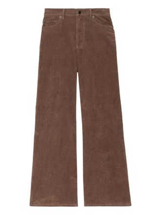 Zadig&Voltaire logo-patch wide-leg trousers - women - Fabric - 34 - Brown