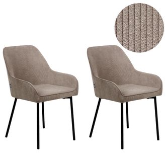 Beliani Beliani - Conjunto De 2 Sillas De Comedor Tapizadas En Pana Con Patas Negras Estilo Retro Glamour Beige Loverna