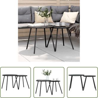vidaXL Tavolo da esterno - Tavolino Giardino 2pz Rotondo Nero Acciaio Verniciato a Polvere