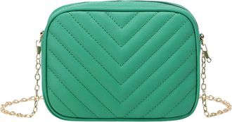 Generic Women Messenger Bag Fashion Simple Stripe Chain Shoulder Bag Purse Practical Kids Messenger Bag (Green, One Size)