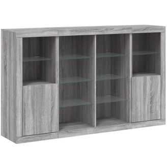 vidaXL Vidaxl - Aparador Con Luz Led 3 Pzas Madera De Ingenier&iacute;a Gris Sonoma