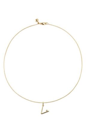 Monica Vinader Diamond Initial Pendant Necklace in 18K Gold Vermeil V at Nordstrom