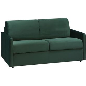 Vente-Unique Vente-unique - Divano letto 3 posti a ribalta in velluto Verde scuro - Larghezza Materasso 140 cm - Spessore 14 cm - calife