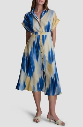 DKNY Abstract Satin Shirtdress in Sunlit Shoreline at Nordstrom, Size X-Small