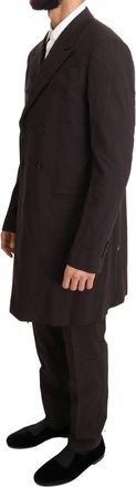 Dolce & Gabbana Mens Bordeaux Wool Stretch Long 3 Piece Suit