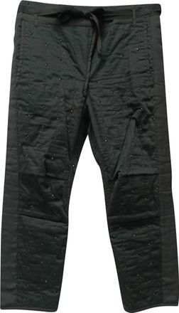 Isabel Marant Embellished Straight-Leg Trousers in Black Cotton
