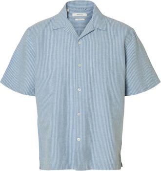Selected Heren, Overhemden, Blauw, Maat: M Linnen