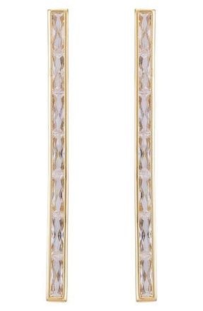 Vince Camuto Baguette Crystal Linear Drop Earrings in Gold Tone/Clear at Nordstrom Rack