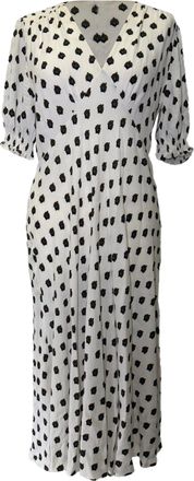 Diane Von F&uuml;rstenberg Diane Von Furstenberg Printed V-Neck Midi Dress in White Viscose