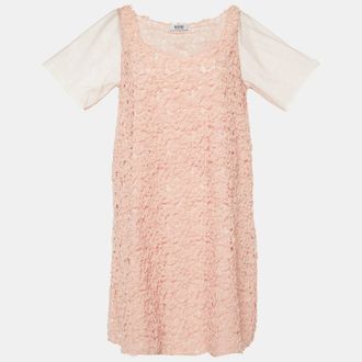Moschino Cheap And Chic Pink Floral Applique Detail Shift Dress