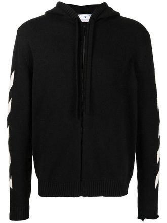 Off-white Diag-stripe print hoodie - men - Cotton/Polyester - L - Black