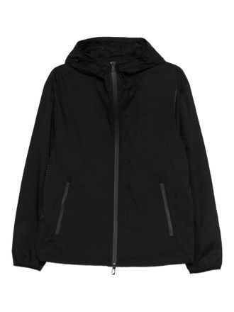Emporio Armani zip-up hooded jacket - men - Polyamide/Polyurethane/Polyester - 46 - Black