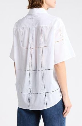 Rag & Bone Ella Eyelet Short Sleeve Button-Up Shirt in White at Nordstrom Rack, Size X-Small