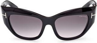 Tom Ford Brianna 55mm Gradient Cat Eye Sunglasses in Shiny Black /Smoke Pink at Nordstrom Rack